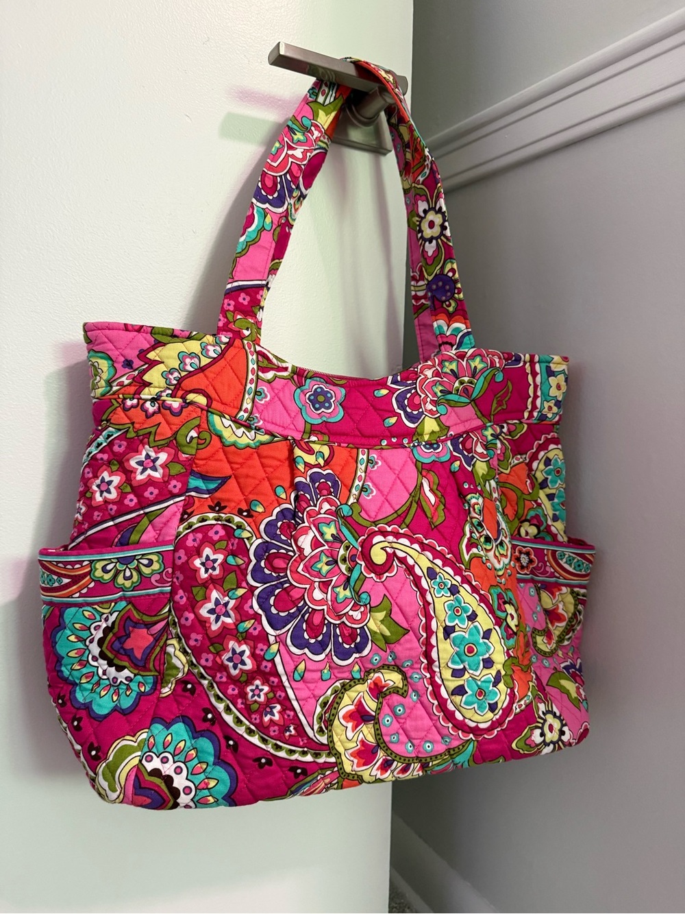 Vera Bradley Pink Swirls Pleated Tote NWOT